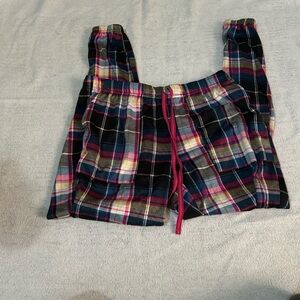 Plaid Lounge Pants with Pink Drawstring